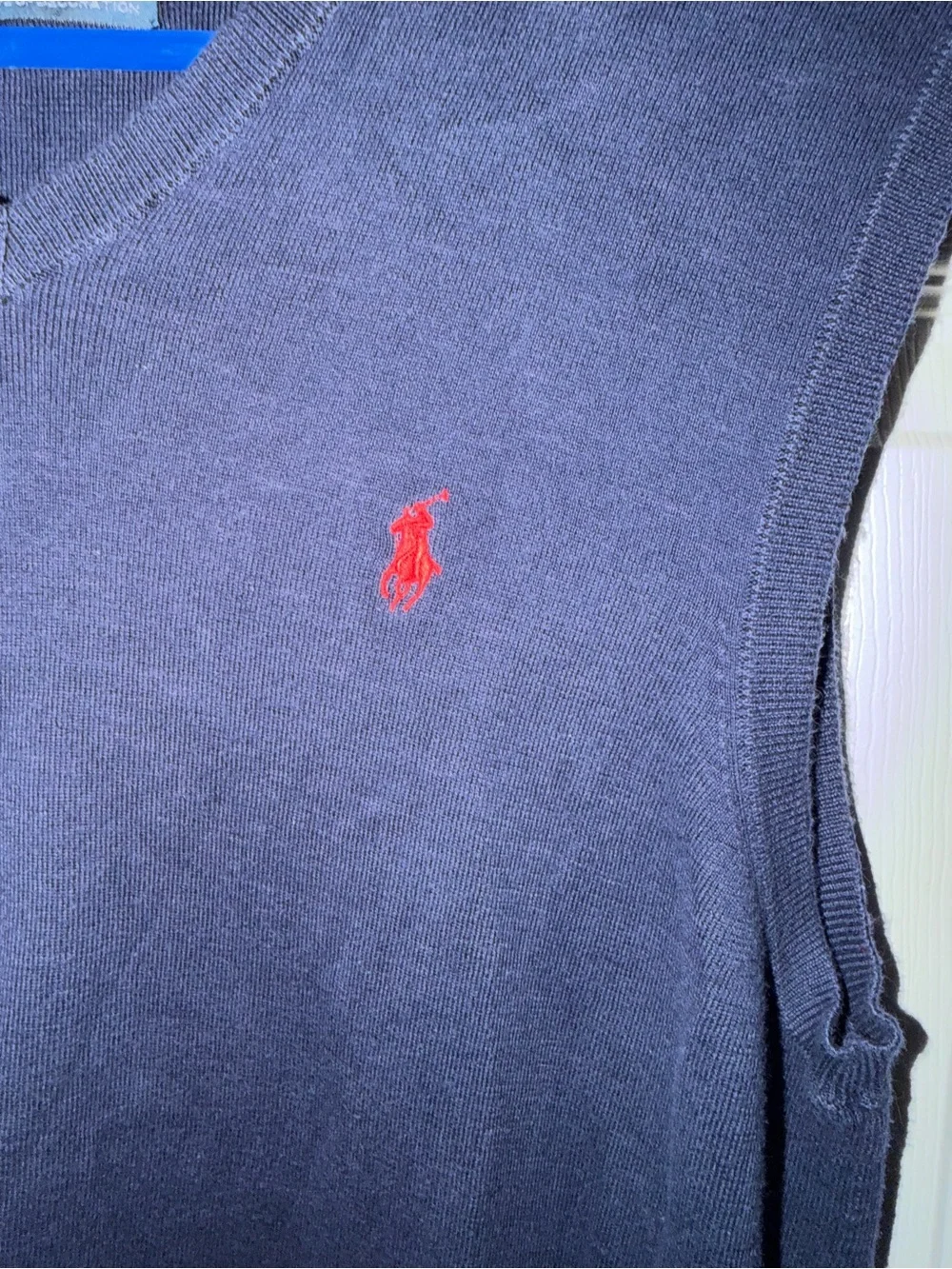 Ralph Lauren Navy V-Neck Sweater Vest with Red Logo